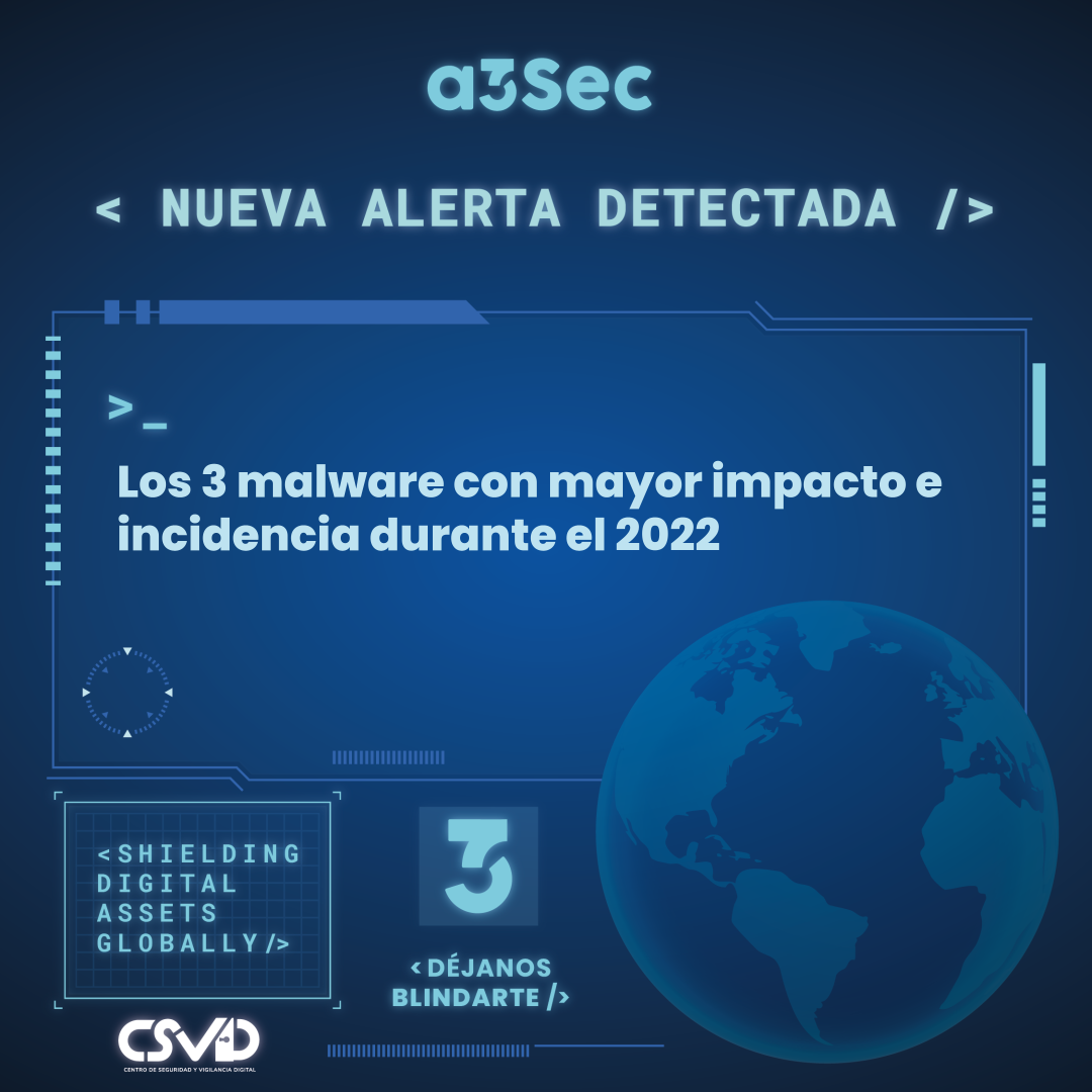 Los 3 malware con mayor impacto e incidencia durante el 2022